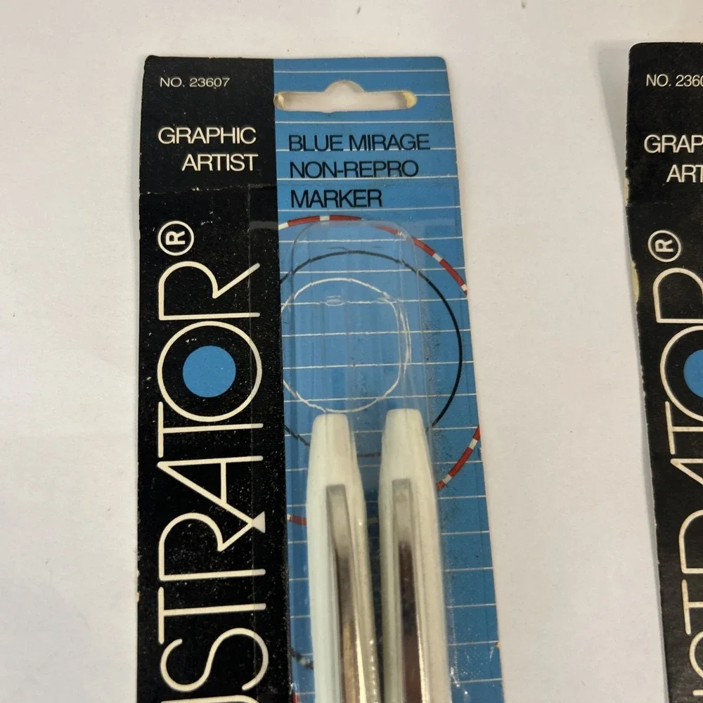 Vintage Illustrator Blue Mirage Non-repo Marker XX Micro Fine Point NOS Lot Of 2